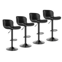 BARHOCKER 4er Set höhenverstellbar und drehbar mit Lehne, Schwarz - Schwarz, Kunststoff (45/100/38cm)