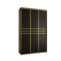 SCHWEBETÜRENSCHRANK 235,2/160/60 3-türig - Goldfarben/Schwarz, Holz/Metall (160/235/60cm) - Abiks Möbel