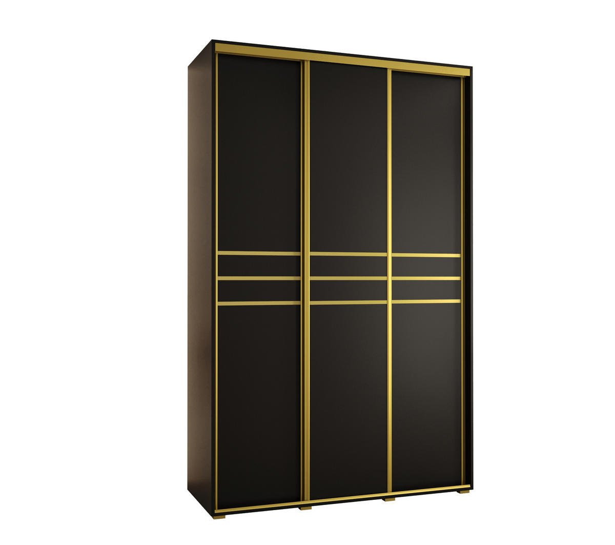 SCHWEBETÜRENSCHRANK 235,2/160/60 3-türig - Goldfarben/Schwarz, Holz/Metall (160/235/60cm) - Abiks Möbel