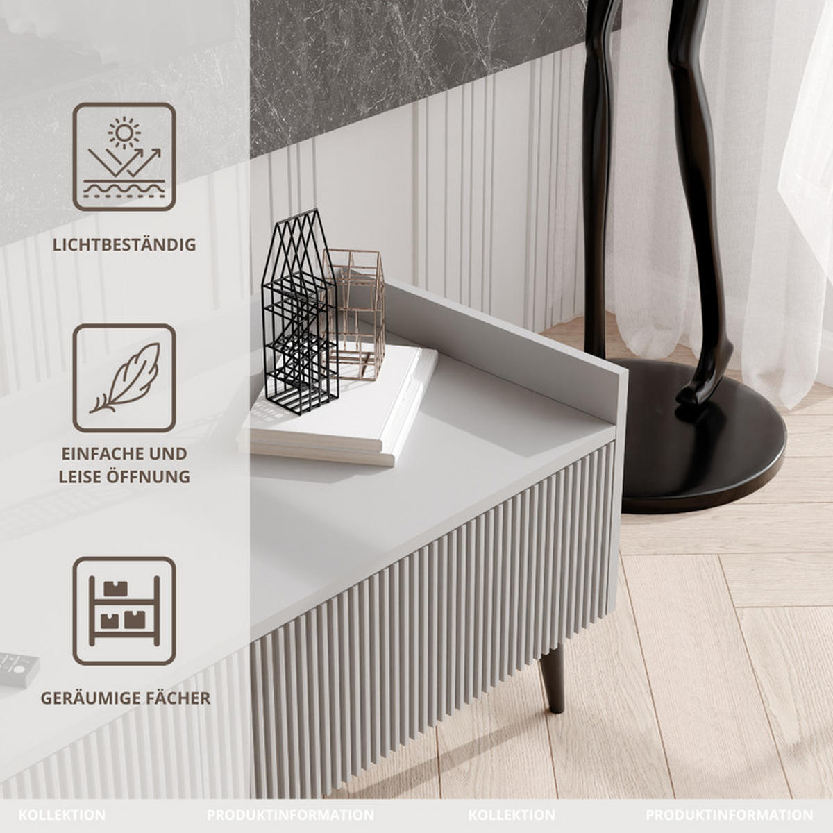 TV-LOWBOARD SCALA stehend, 120 cm Kaschmir - Kaschmir/Schwarz, Holzwerkstoff/Metall (120/45/41cm) - Idohome