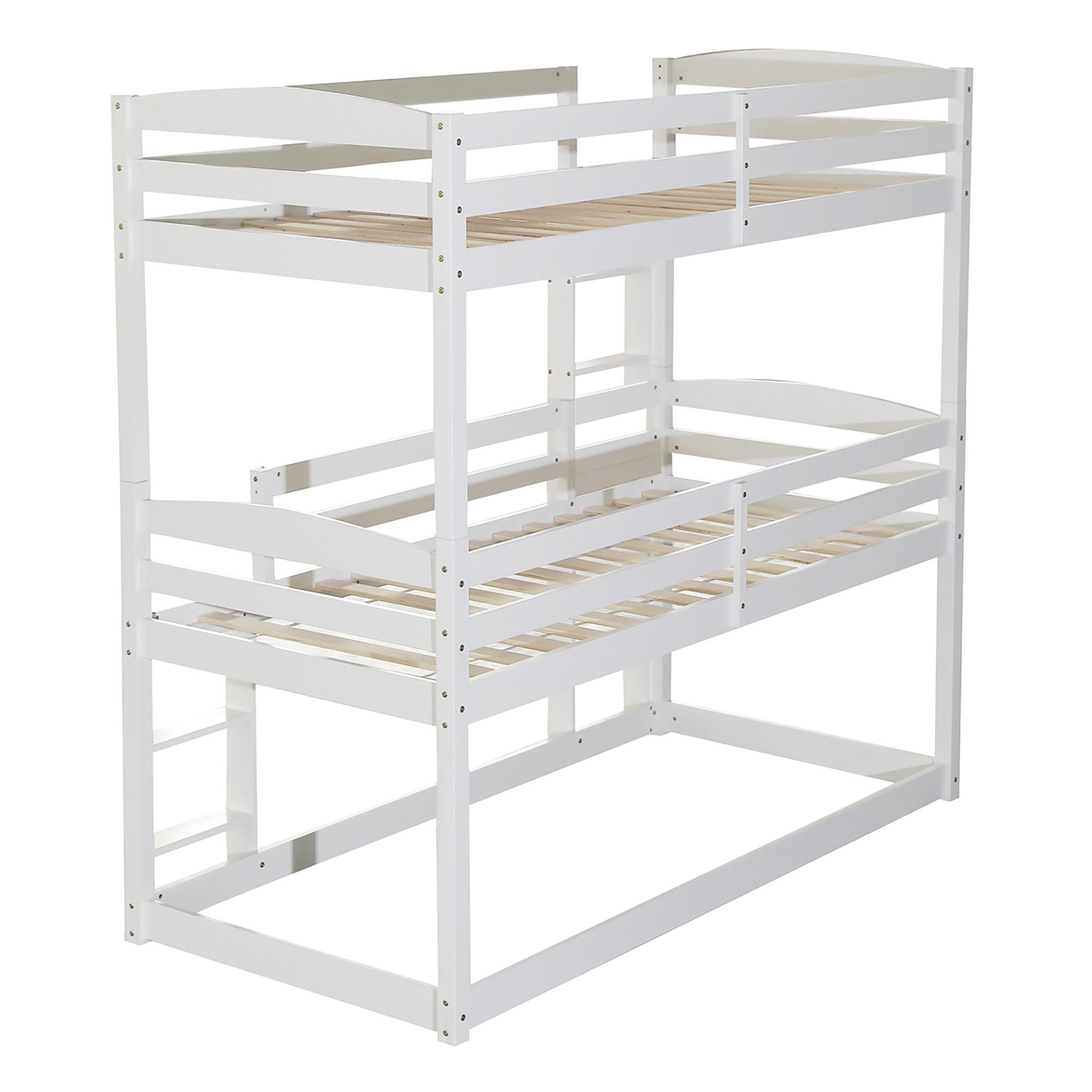 ETAGENBETT Dreifach-Etagenbett Kinder 90x200 cm Weiß - Weiß, Holz (90/200cm) - ComfortXL