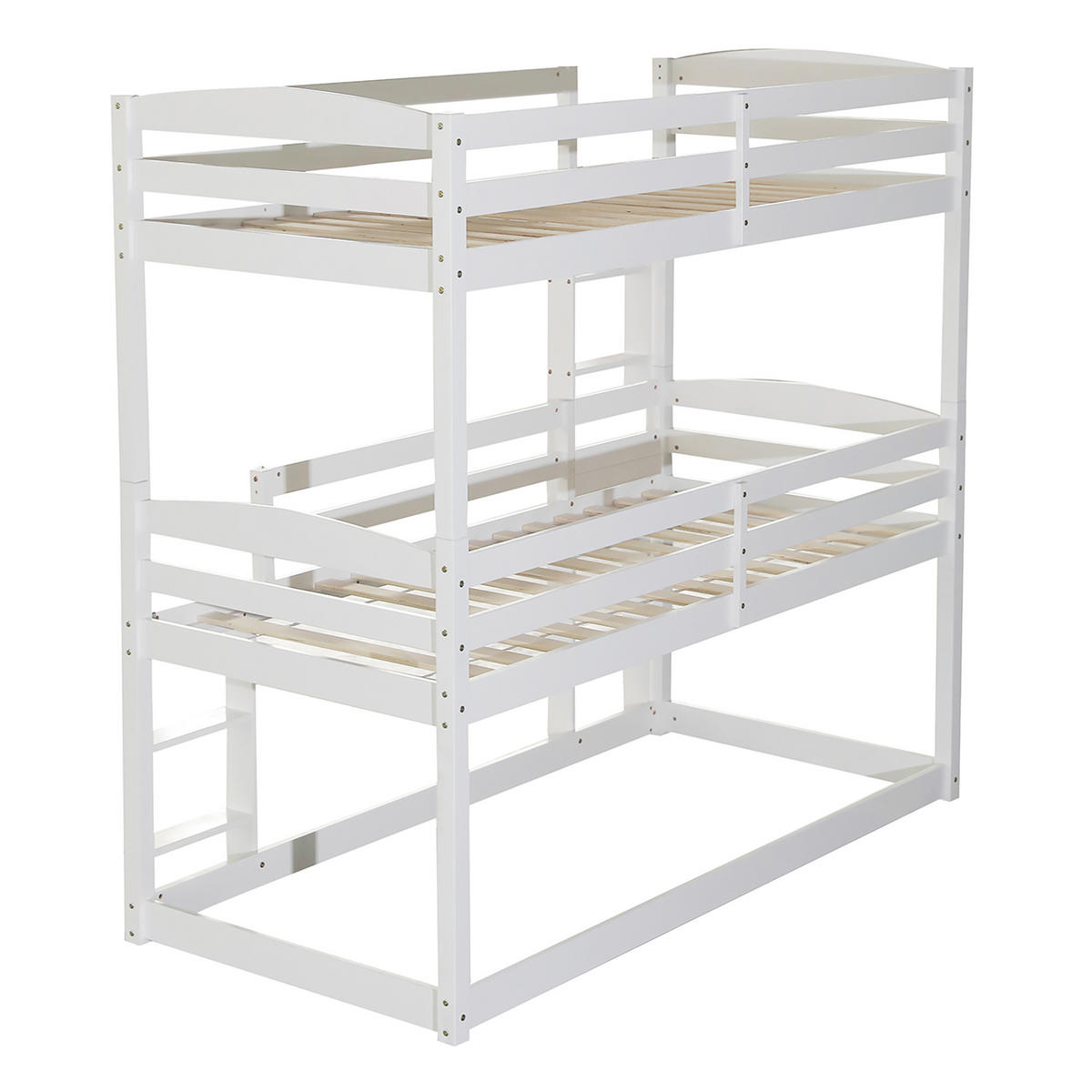 ETAGENBETT Dreifach-Etagenbett Kinder 90x200 cm Weiß - Weiß, Holz (90/200cm) - ComfortXL