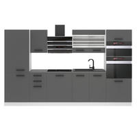 KÜCHENZEILE Mila 300 cm, ohne Arbeitsplatten, Silber matt - Dunkelgrau, Holz (300/204/60cm) - B BELINI GROUP