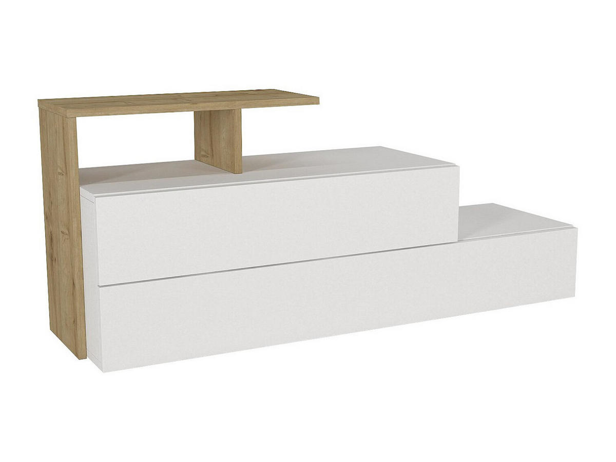 SCHUHSCHRANK - 129.8 cm x 36.8 cm - holz - naturfarben hell, weiß Davista - Weiß, Holz (129.8/55.1/36.8cm) - Vente-Unique