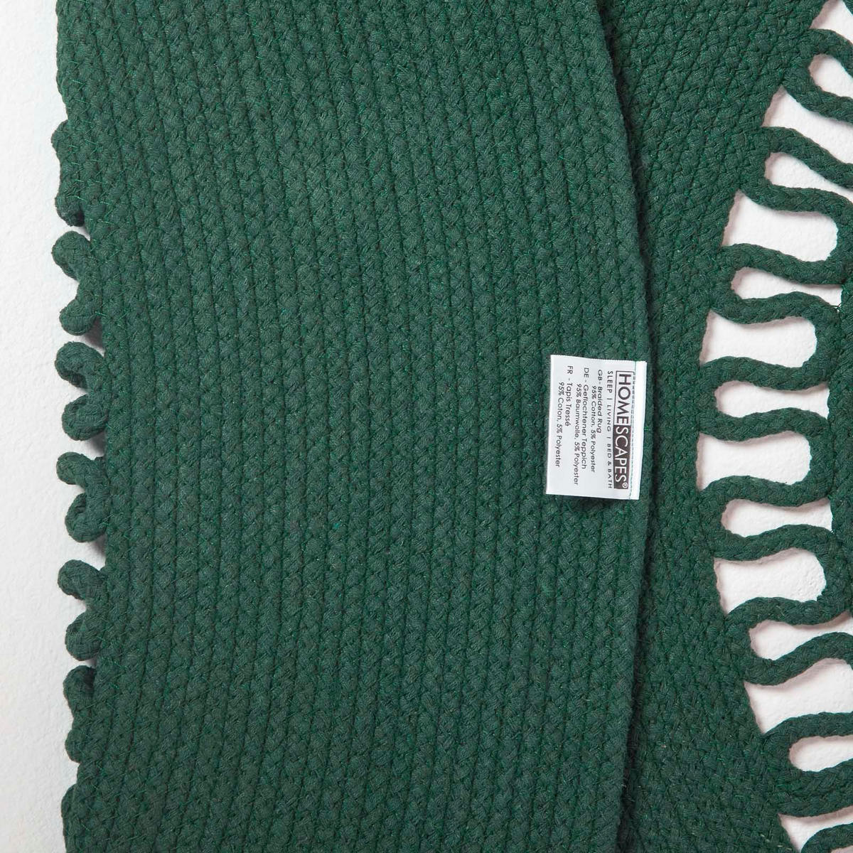 TEPPICH geflochten rund mit Häkel-Muster 150 cm - Dunkelgrün, Textil (150/150cm) - Homescapes