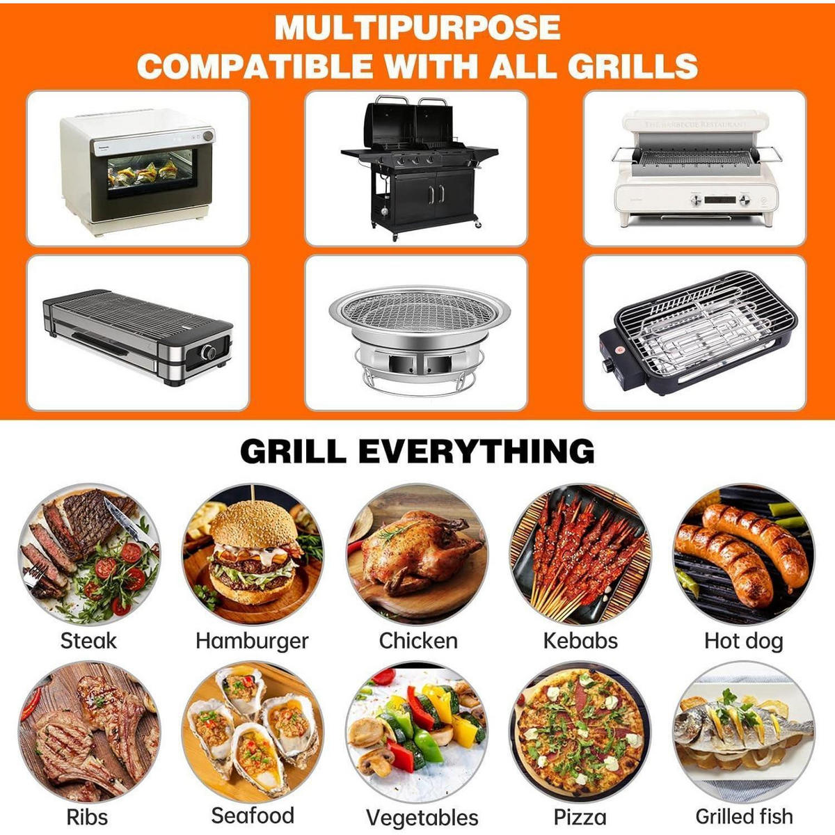 GRILLMATTE 4er Set 50 x 40 cm Antihaft - Schwarz, Textil (30/15/30cm)