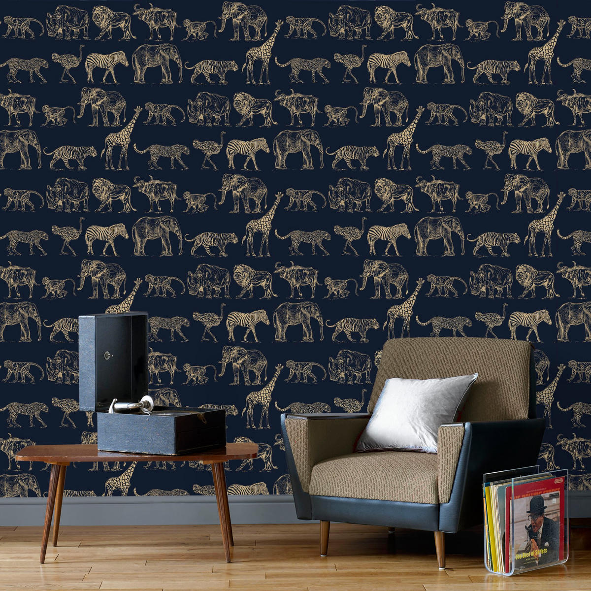 VLIESTAPETE Safari 1000x52cm - Blau, Papier/Kunststoff (52/1000cm) - Superfresco Easy