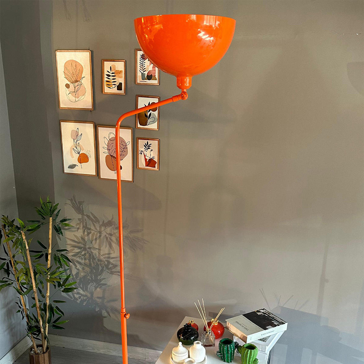 STEHLAMPE Norek aus Metall mit E27, verstellbarer Lampenschirm - Orange, Metall (37/37/169cm) - Bamyum
