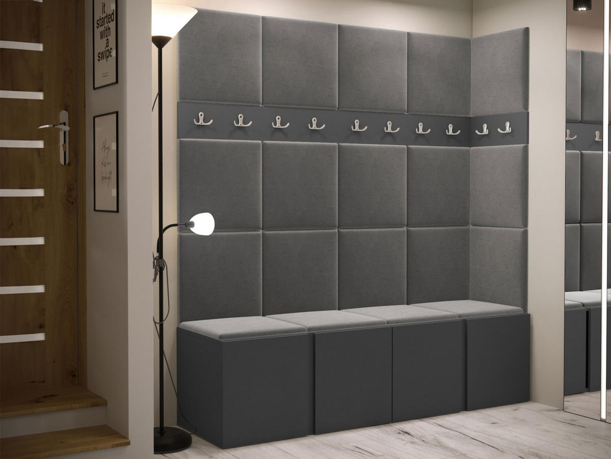 GARDEROBEN-SET Orion II - Graphitfarben/Grau, Holzwerkstoff/Kunststoff (168/186/46cm) - MIRJAN24