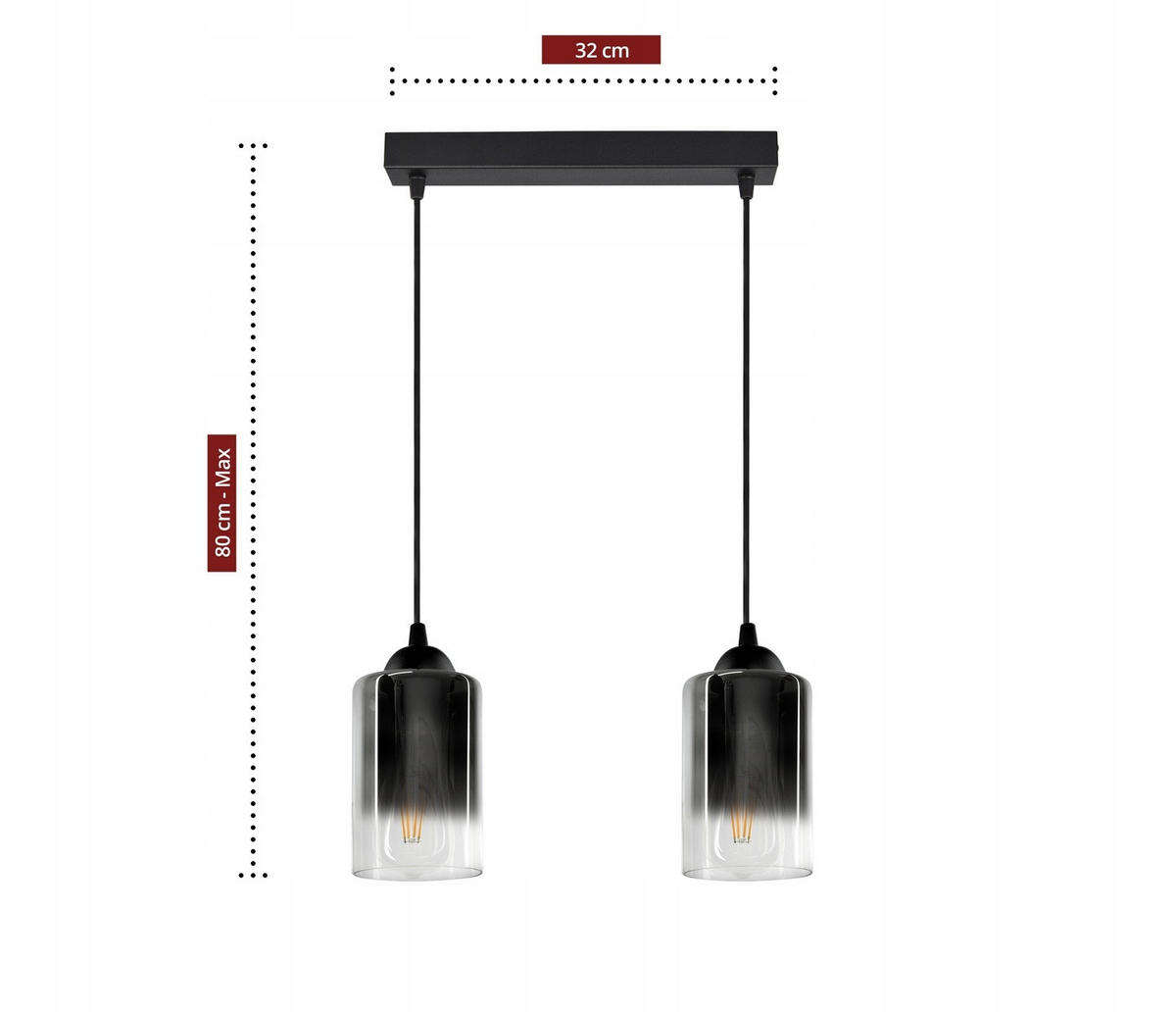 PENDELLEUCHTE GRAF - Transparent/Anthrazit, Glas/Metall (10/45/80cm) - kiki design