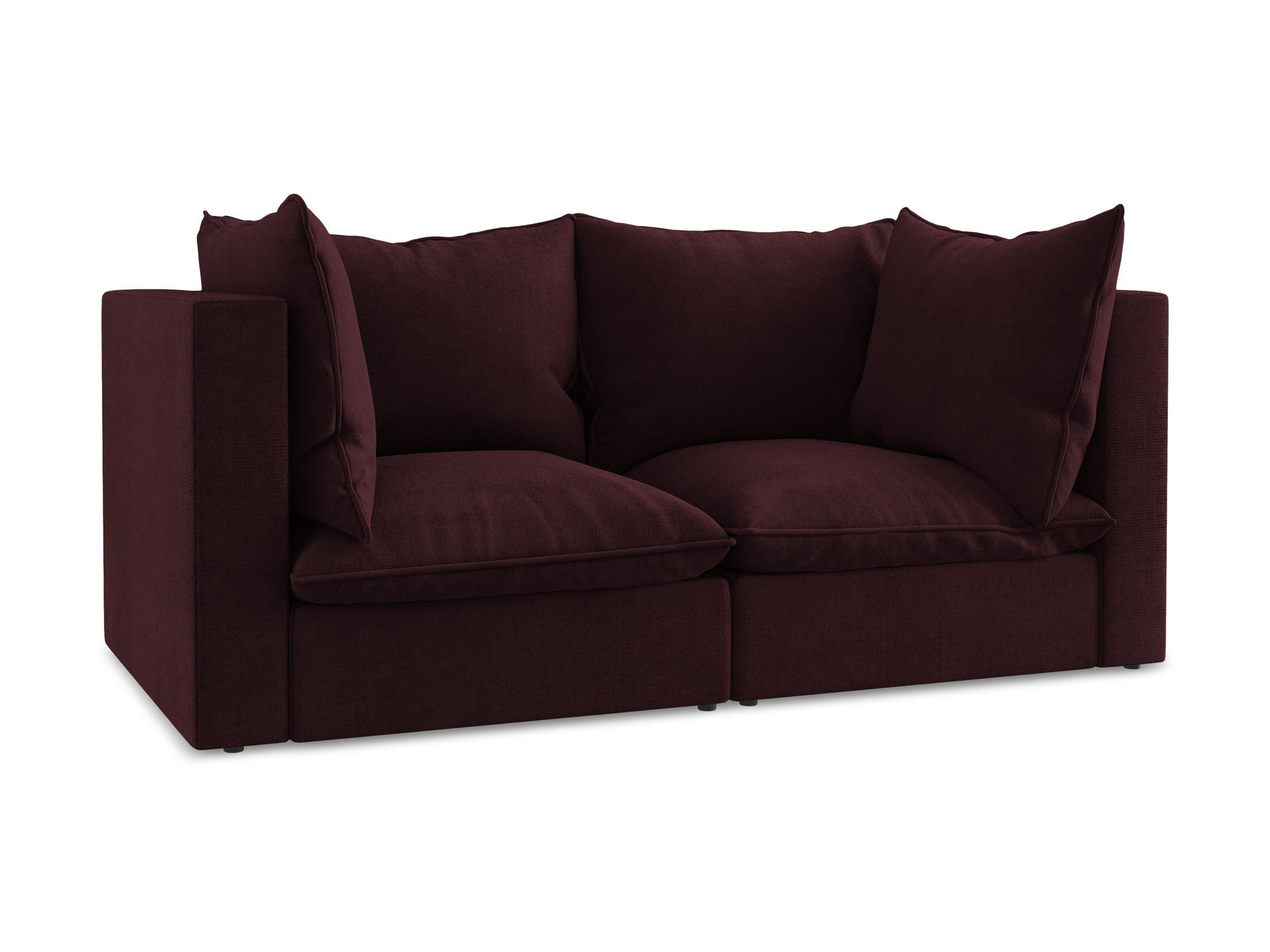 2-SITZER SOFA Strukturstoff Rot - Rotbraun/Schwarz, Holzwerkstoff/Kunststoff (180/77/90cm) - Makamii