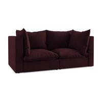 2-SITZER SOFA Strukturstoff Rot - Rotbraun/Schwarz, Holzwerkstoff/Kunststoff (180/77/90cm) - Makamii