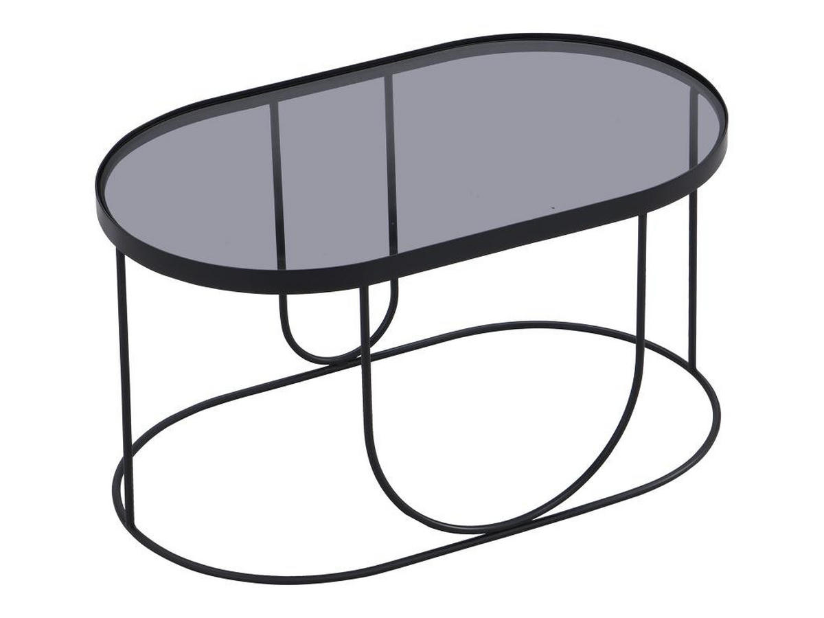 COUCHTISCH aus Metall & Rauchglas - Schwarz & Transparent - PRETORIA - Transparent, Glas (75/45/40cm) - Vente-Unique