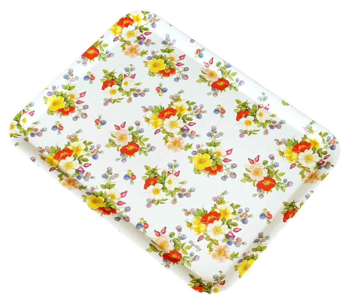 TABLETT Wildrosen, rechteckige Melamin Serviertablett 50x37 cm - Multicolor, Kunststoff (37/2/50cm) - Lashuma