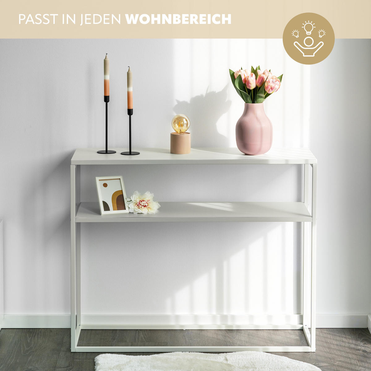KONSOLENTISCH, creme, Metall - Creme, Metall (33.5/100/79.5cm) - bremermann