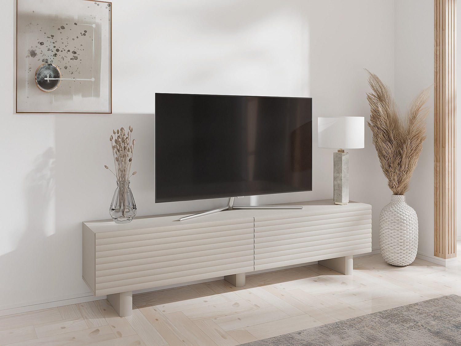 Thumbnail - Vente-Unique Tv-Board, Beige, Holz, Uni, 180x46.1x36.8 cm, Wohnzimmer, Wohnwände, Lowboards, Lowboards stehend
