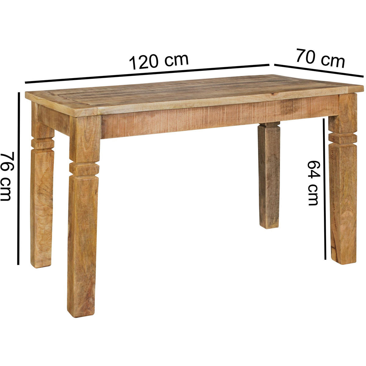 ESSTISCH – Rund Mango Massivholz 120 cm Landhausstil Schnitzereien - Braun, Holz (70/120/76cm) - KADIMA DESIGN