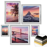 WANDBILDER 5er Set - 50x50 cm & 20x30 cm & 40x60 cm Silberner Rahmen - Rosen, Champagner, Marmor, Pastell - Silberfarben, Kunststoff (40/60cm) - ArtPrintCave