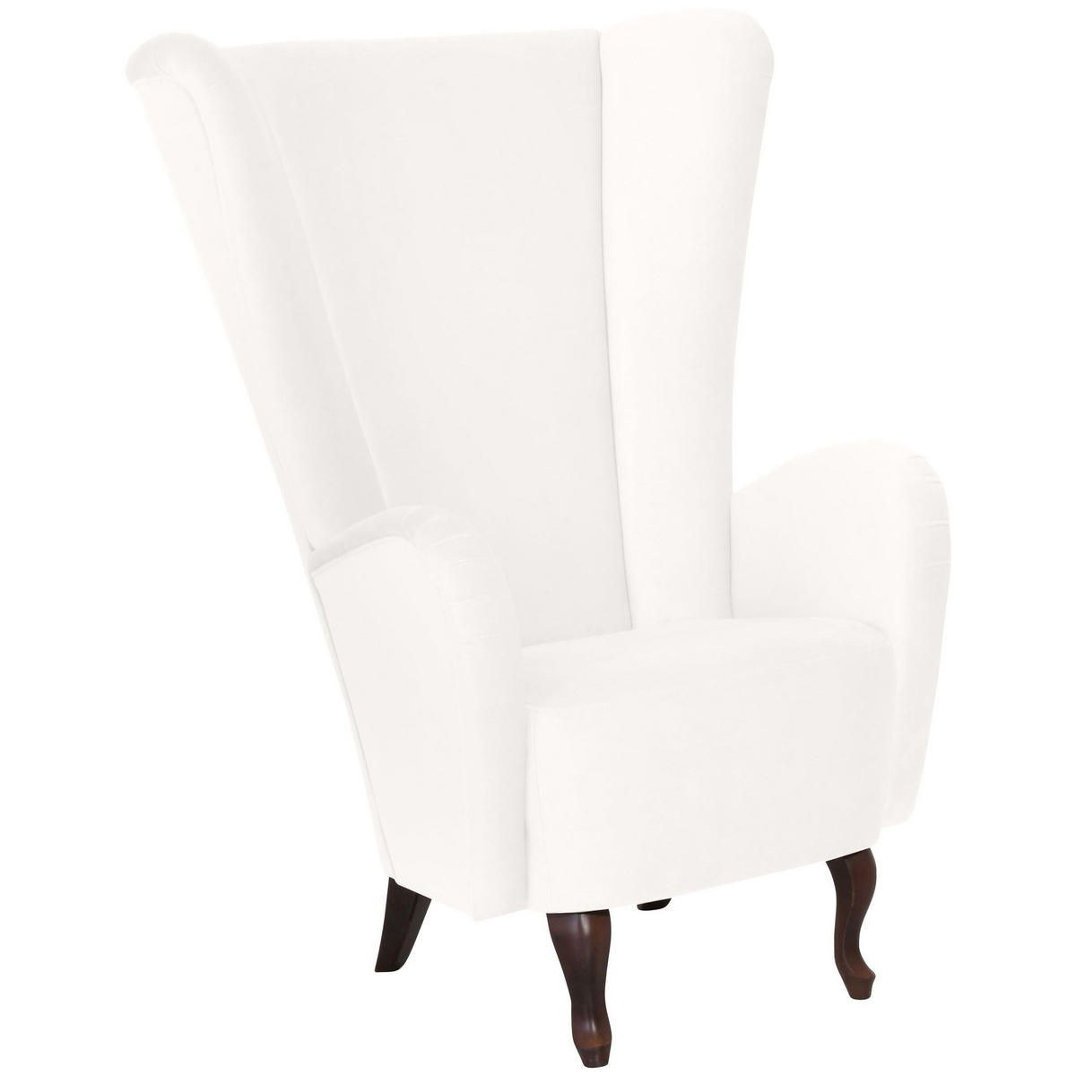 HOCHLEHNSESSEL Kailey Bezug Velourstoff Buche nussbaum dunkel / creme - Weiß, Kunststoff (96/122/89cm) - 58aufmkessel