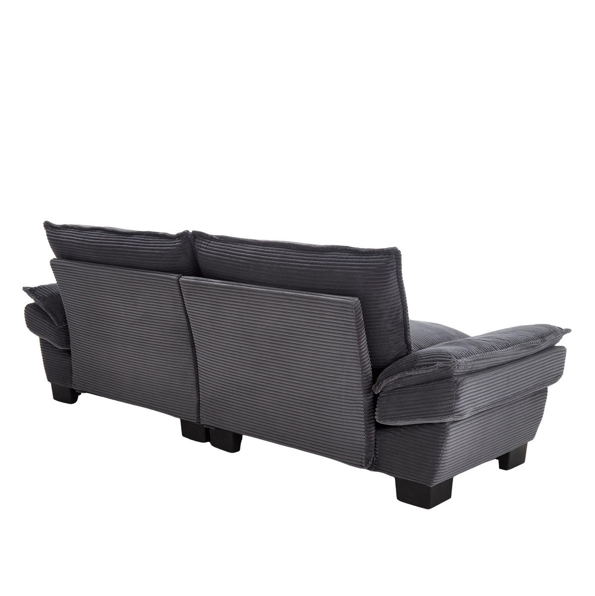 SOFA 2-Sitzer Velours Dunkelgrau mit Kissen und robustem Holzrahmen 224/81/81 cm - Dunkelgrau, Textil (224/81/81cm) - OKWISH