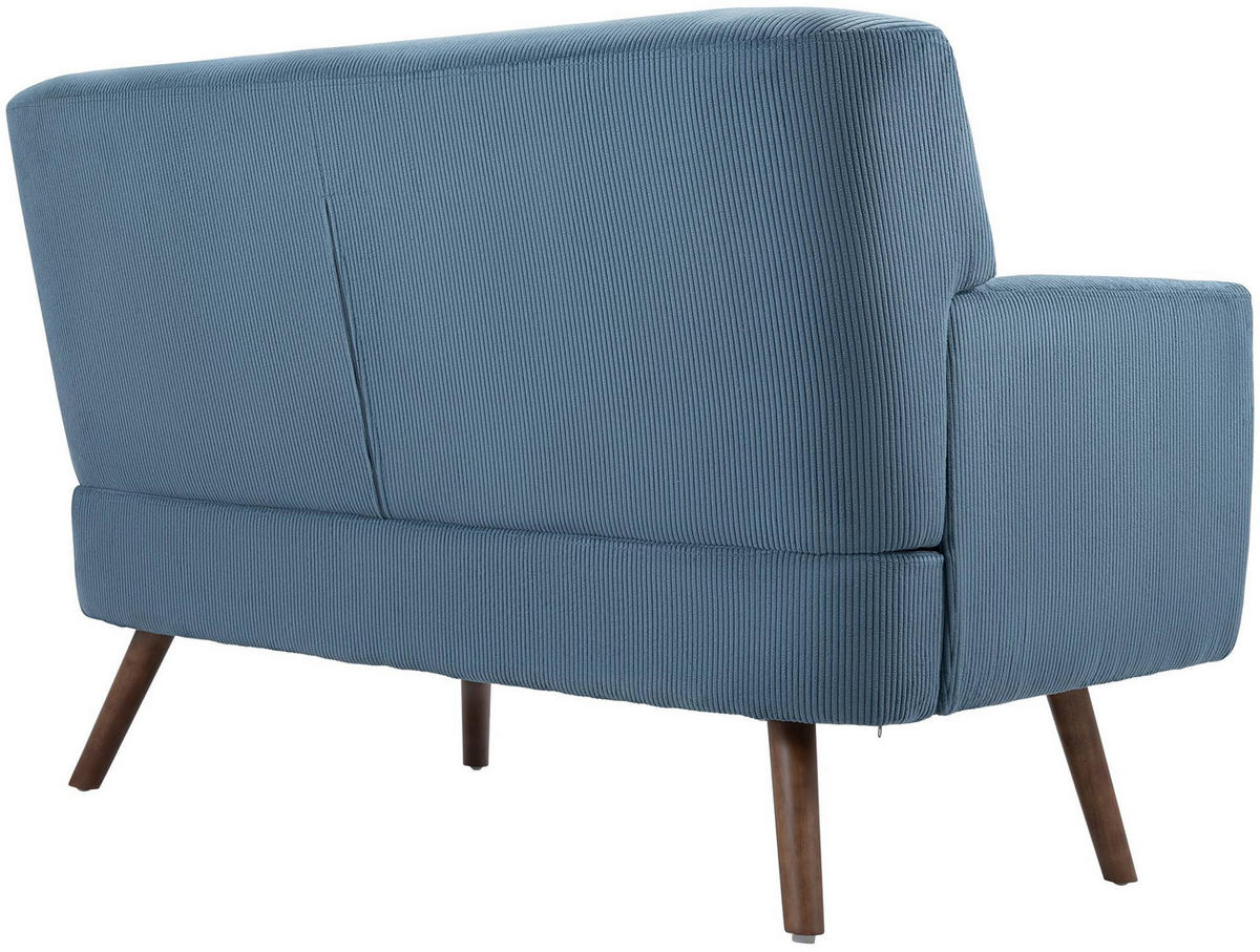 SOFA Arne Cord 2-Sitzer 120x74x81cm Cord Blau Couch - Blau, Kunststoff (120/81/74cm) - DELUKE