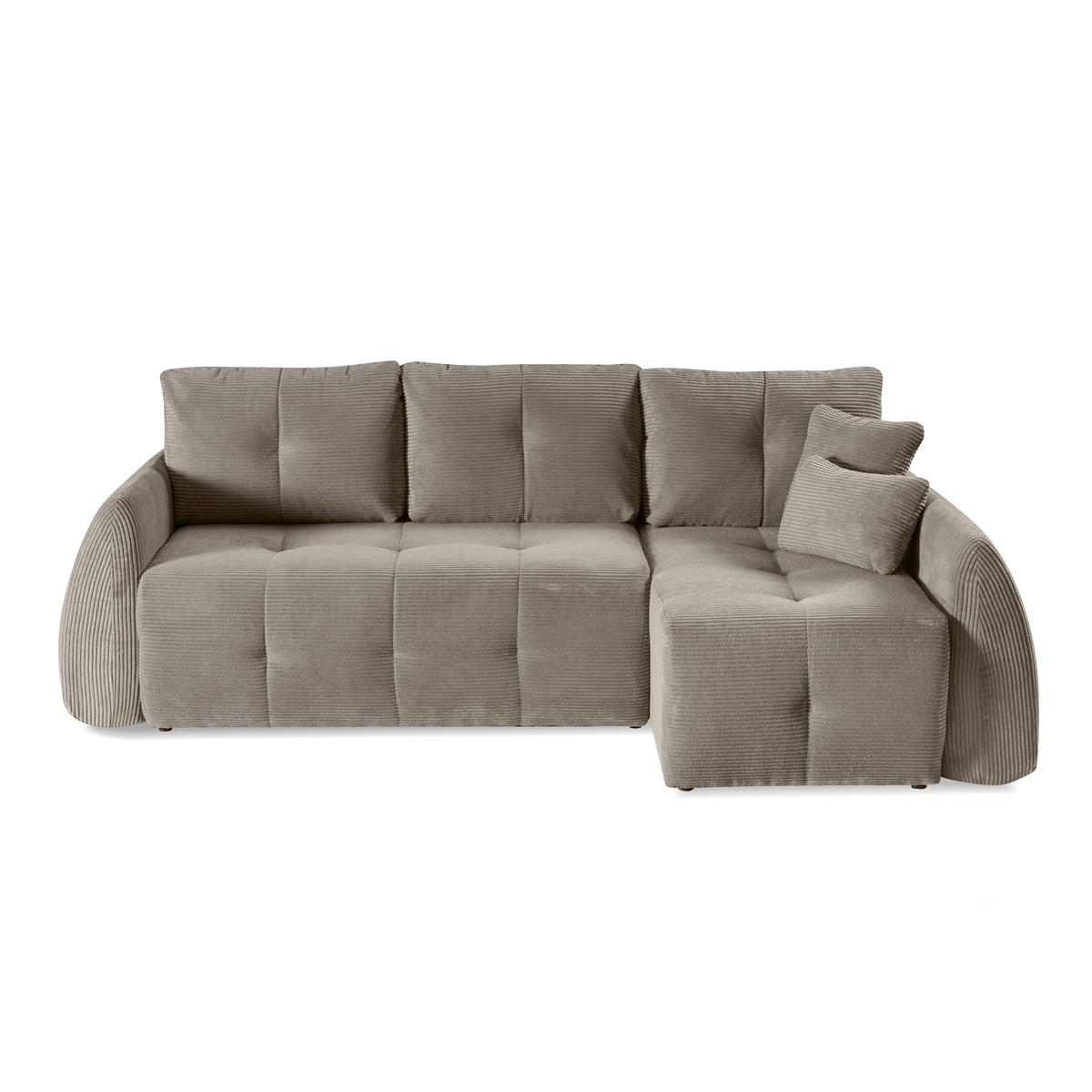 ECKSOFA Luna Hellbraun, mit Schlaffunktion - Hellbraun, Holzwerkstoff/Textil (252/155cm) - Bettso