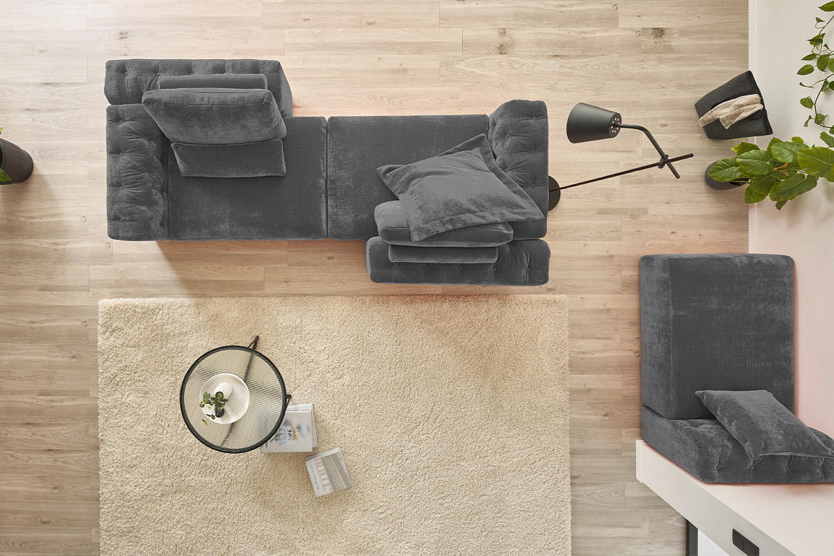 MODULSOFA SEPHI Anthrazit Cord - Anthrazit/Schwarz, Kunststoff/Textil (268/62/191cm) - KAWOLA