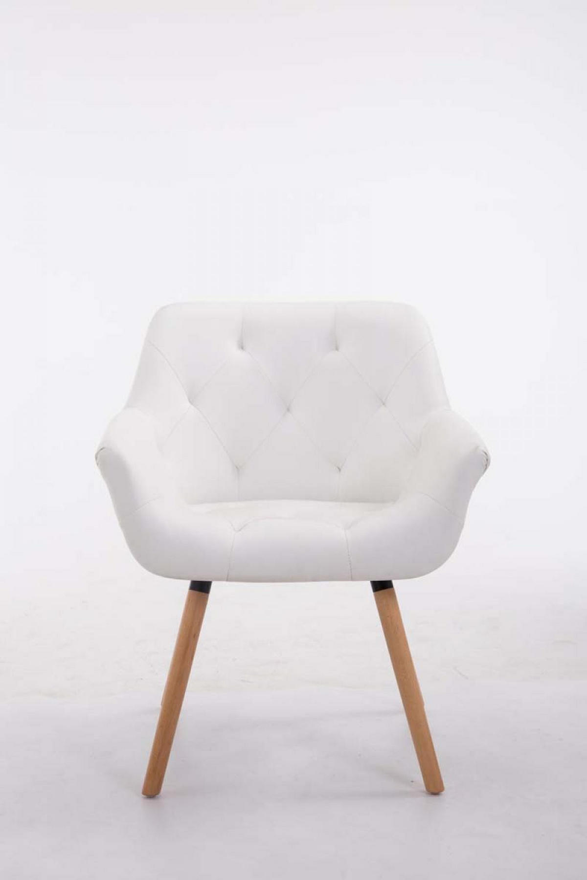 ARMLEHNENSTUHL Lederlook weiß - Eukalyptusholzfarben/Weiß, Holz/Textil (67/83/60cm) - CLP