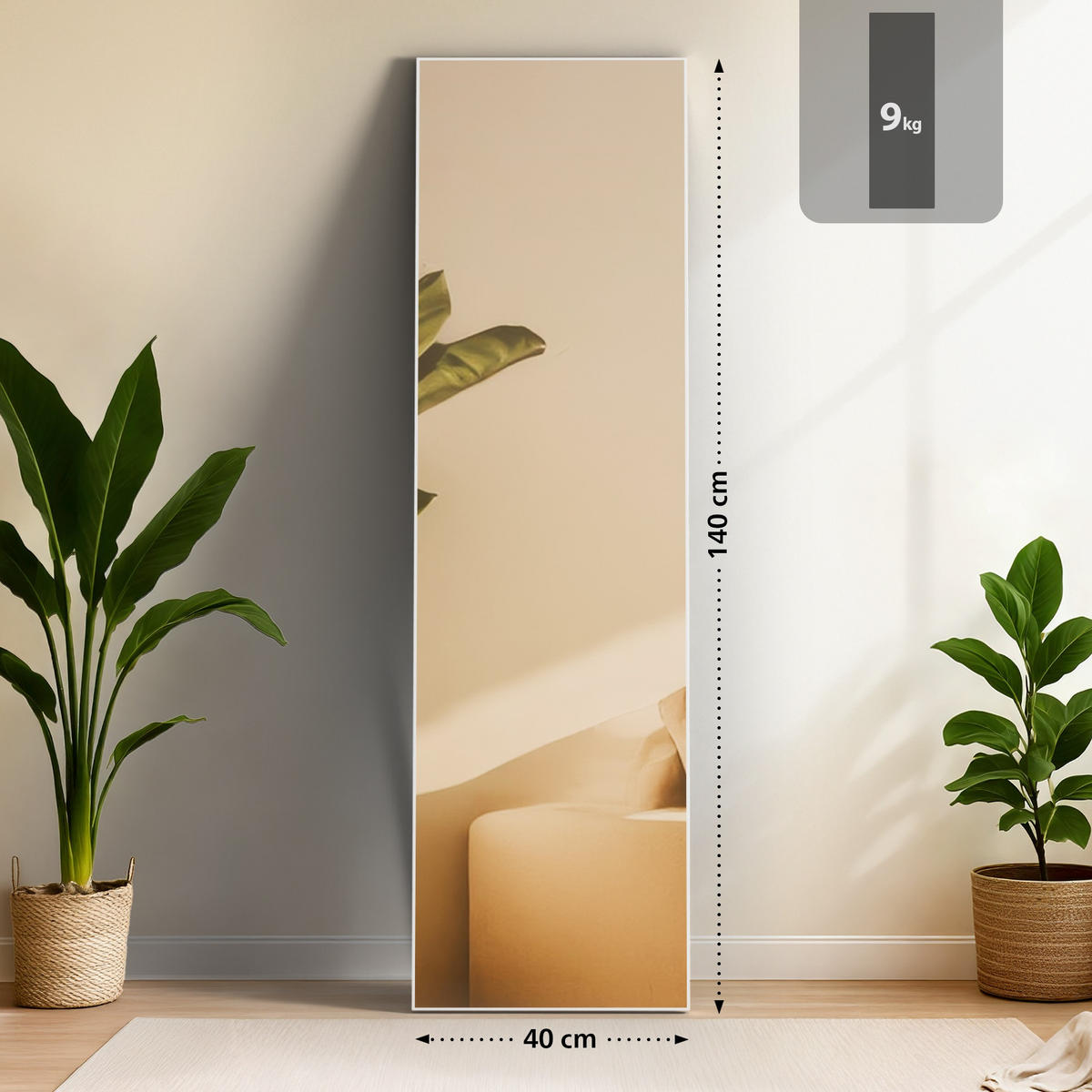 STANDSPIEGEL eckig 40/3/140 cm Glas Weiß Matt - Weiß, Glas (40/140/3cm) - CLP