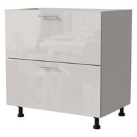 SCHUBLADENUNTERSCHRANK Brerra D2A/80/1A Korpus weiß / Front RAL 9001 creme Hochglanz 80 / 50 / 82 cm - Creme/Weiß, Holz/Holzwerkstoff (80/82/50cm) - Feldmann-Wohnen