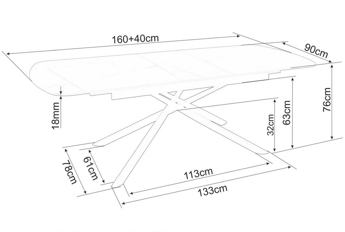 ESSTISCH Vektor Schwarz Marmor / Schwarz Matt 160-200 / 90 / 75cm - Schwarz, Holz/Keramik (90/200/75cm) - Feldmann-Wohnen