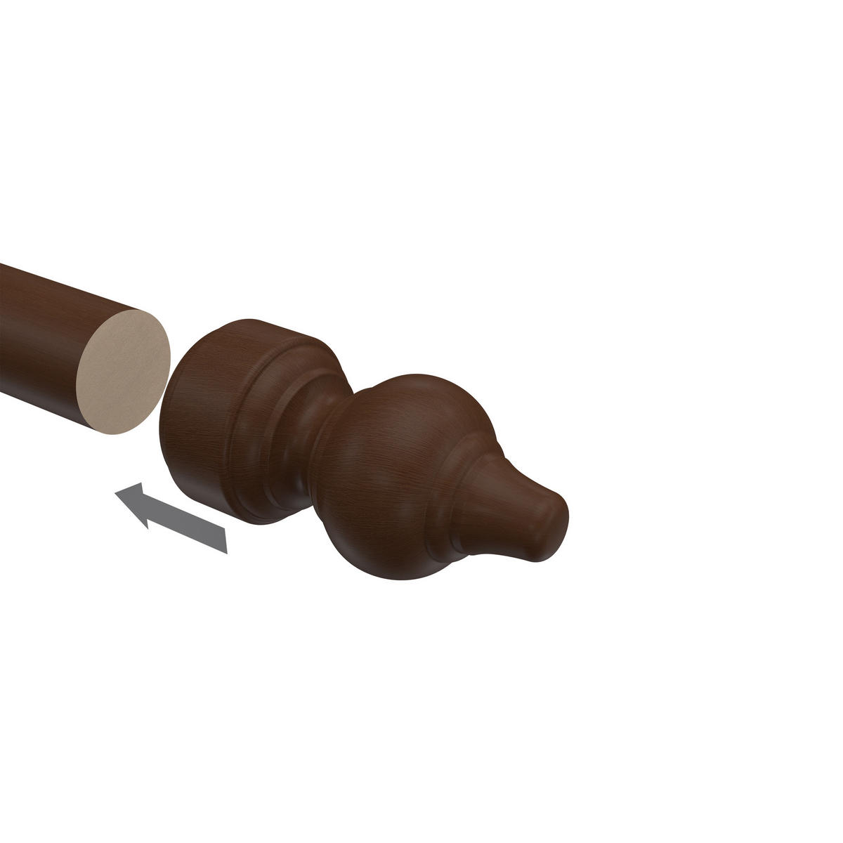 ENDSTÜCKE FÜR GARDINENSTANGEN 28 mm Ø, Rondo Nussbaum, Packung 2 Stück - Nussbaumfarben, Holz (8/4/4cm) - INTERDECO