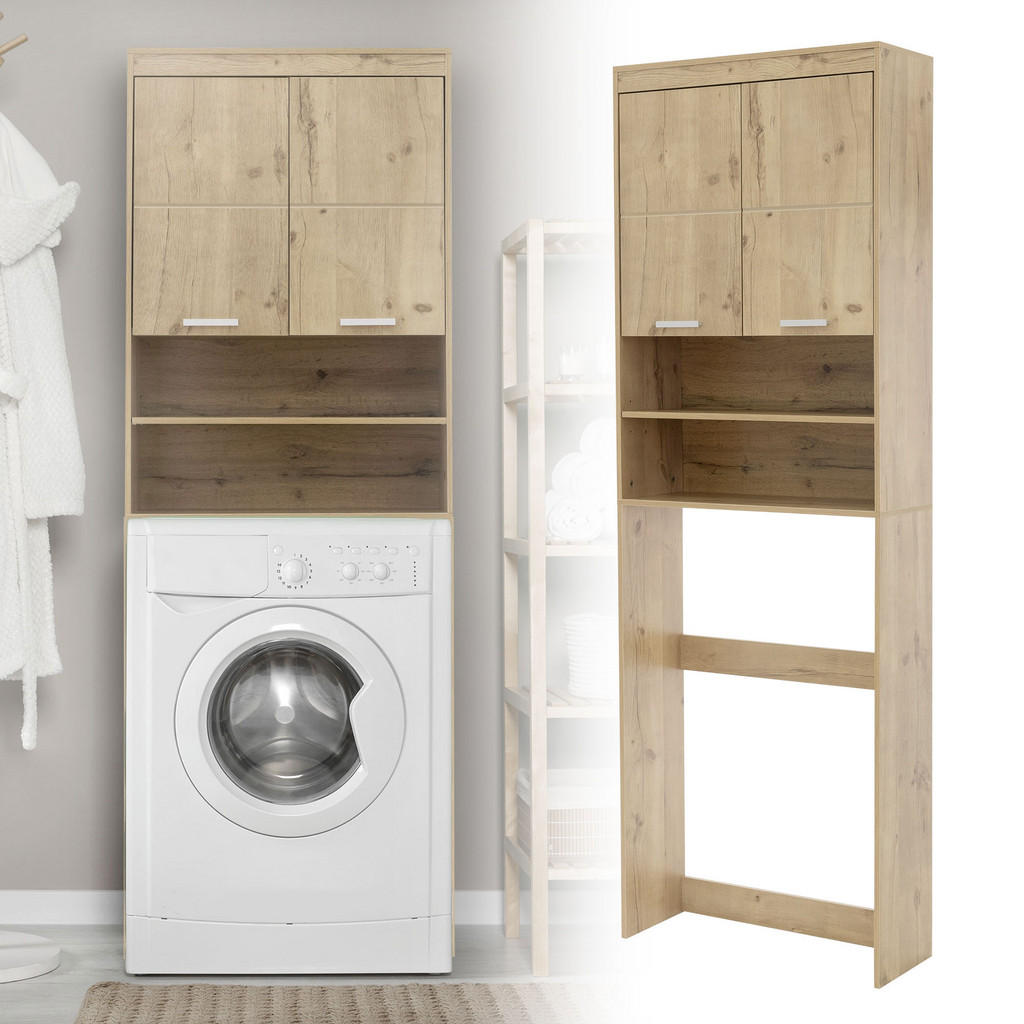 Thumbnail - Ml-Design Waschmaschinenschrank, Braun, Holzwerkstoff, Rechteckig, 25x190x63 cm, Badezimmer, Badezimmerschränke, Waschbe...