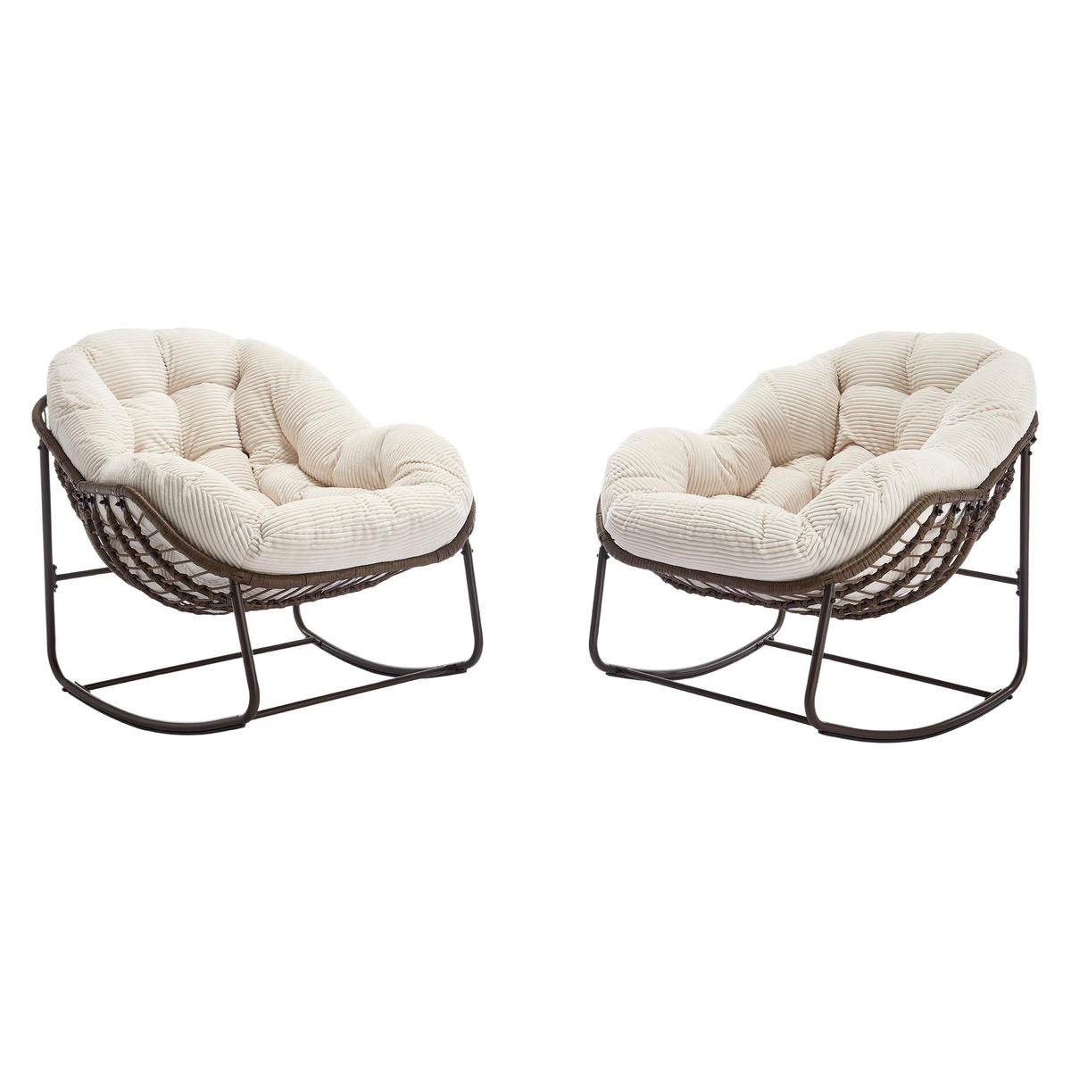 GARTENSCHAUKELSTUHL Polyrattan mit Stahlgestell 111/94,5/80 cm Weiß - Weiß, Metall (111/80/94.5cm) - Redom