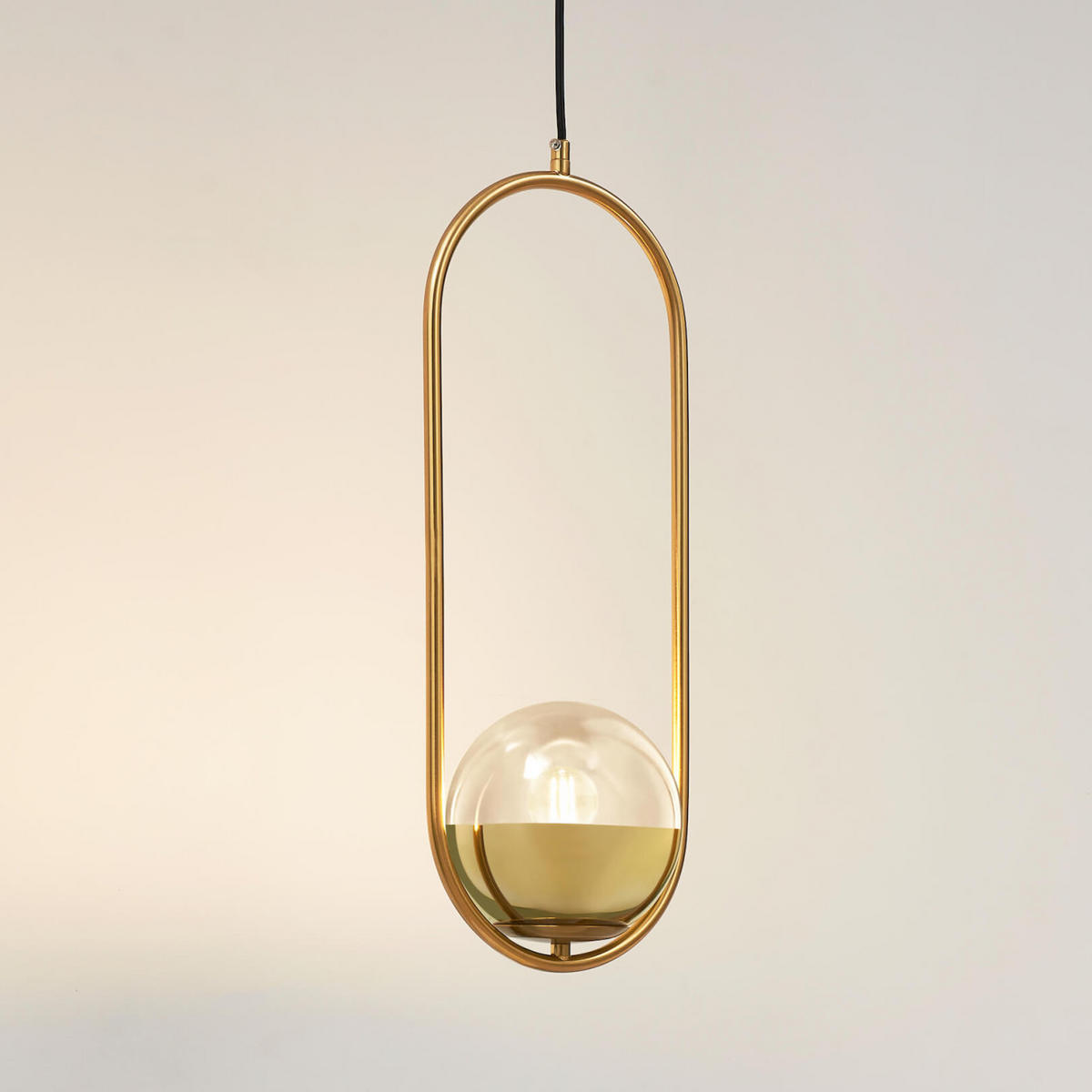 HÄNGELEUCHTE Nuccia, Transparent und goldfarben, 50cm - Transparent, Glas (50/20/50cm) - KOSILUM