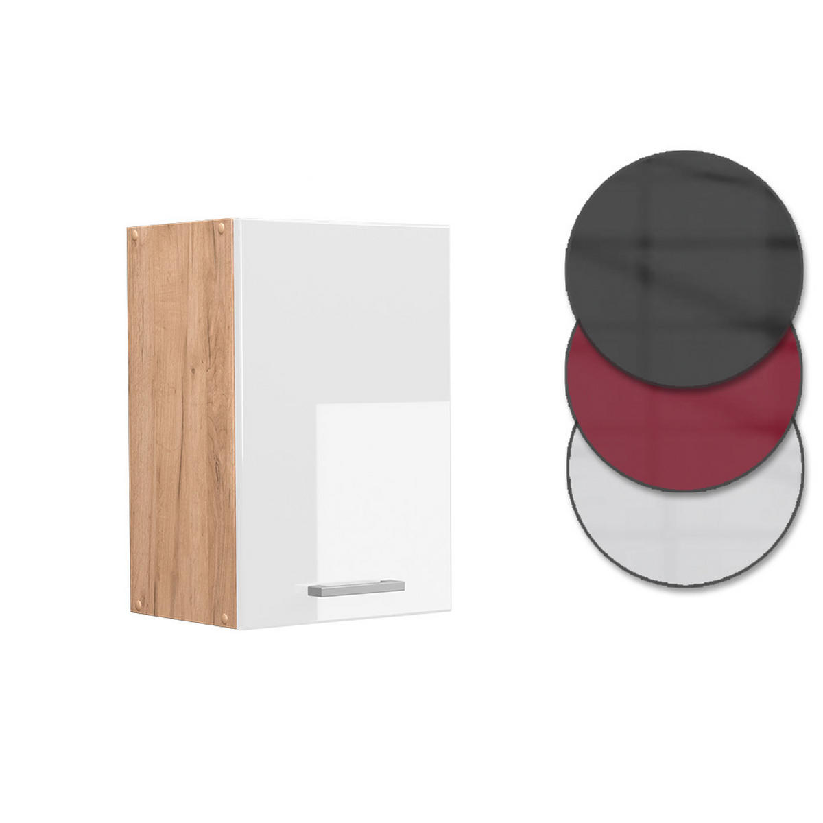 HÄNGESCHRANK R-Line Weiß Hochglanz 40 cm - Honigeiche/Weiß Hochglanz, Holzwerkstoff (40/60/31cm) - Vicco