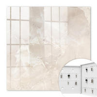 SCHLÜSSELBOX Weiß 30x30 cm – Türöffnung nach rechts - Marmor-Eleganz - Beige, Metall (30/30/5cm) - TULUP