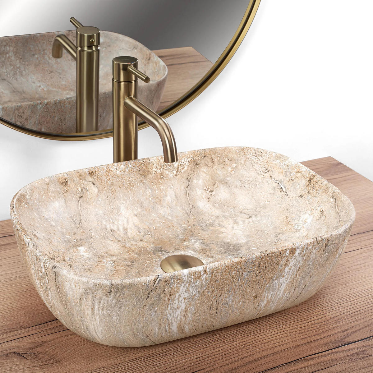 AUFSATZWASCHBECKEN Rea Belinda Savana - Beige, Keramik (33.5/13.5/46.5cm) - REA