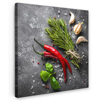 LEINWANDBILD Pfeffer - Kräuter - Gewürze - Beton 20x20 cm - Dunkelgrau, Textil (20/20cm) - MuchoWow