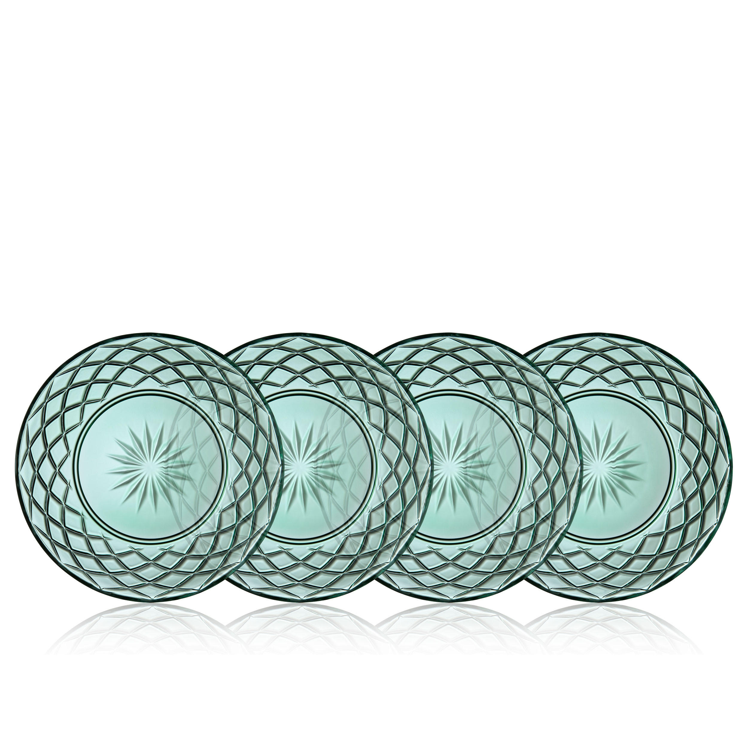 GLASTELLER Sorrento 4er Set, Glas, Grün, 21 cm - Grün, Glas (22.2/6.5/22.2cm) - Lyngby Glas