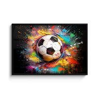 POSTER MIT RAHMEN Fußball - Farbe - Farben - Schwarz - Weiß 120x80 cm - Weiß, Papier (120/80cm) - MuchoWow