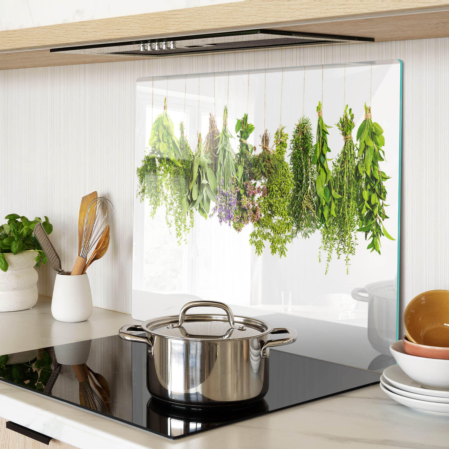 GLASPLATTE 60x52 cm Kräuterschnur - Grün, Glas (60/0.4/52cm) - TULUP
