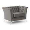 CHESTERFIELD-SESSEL Whitby Grau Samt mit silbernen Füßen - Silberfarben/Grau, Holz/Textil (116/78/82cm) - S-Style Möbel