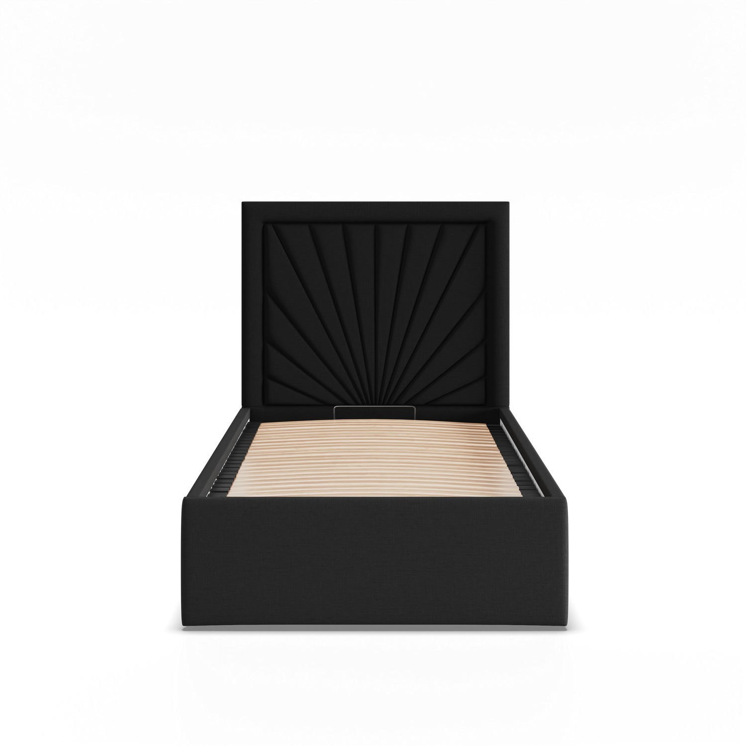 POLSTERBETT MIT KOPFTEIL 90x200 mit Bettkasten VASTO, Schwarz - Schwarz, Textil (90/200cm) - Mebligo