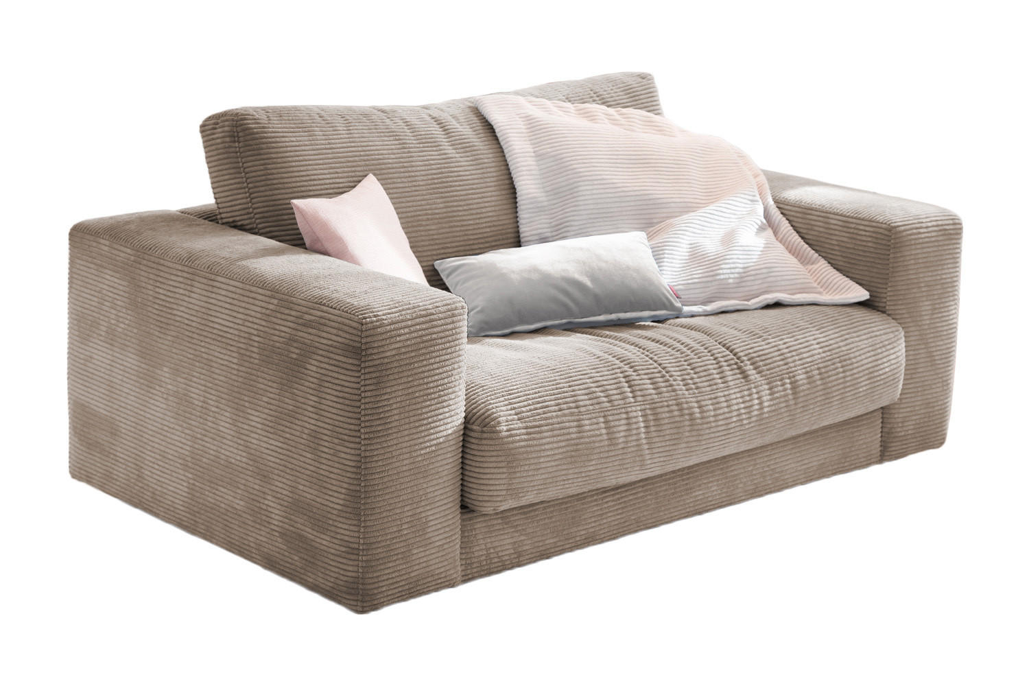 LOVESEAT MADELINE Taupe Cord - Taupe/Schwarz, Kunststoff/Textil (170/86/127cm) - KAWOLA