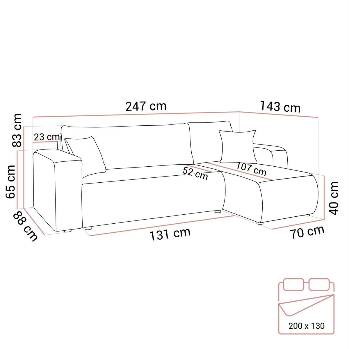 ECKSOFA VESPO L mit Schlaffunktion und Bettkasten - Grau, Textil (247/143cm) - Lookway