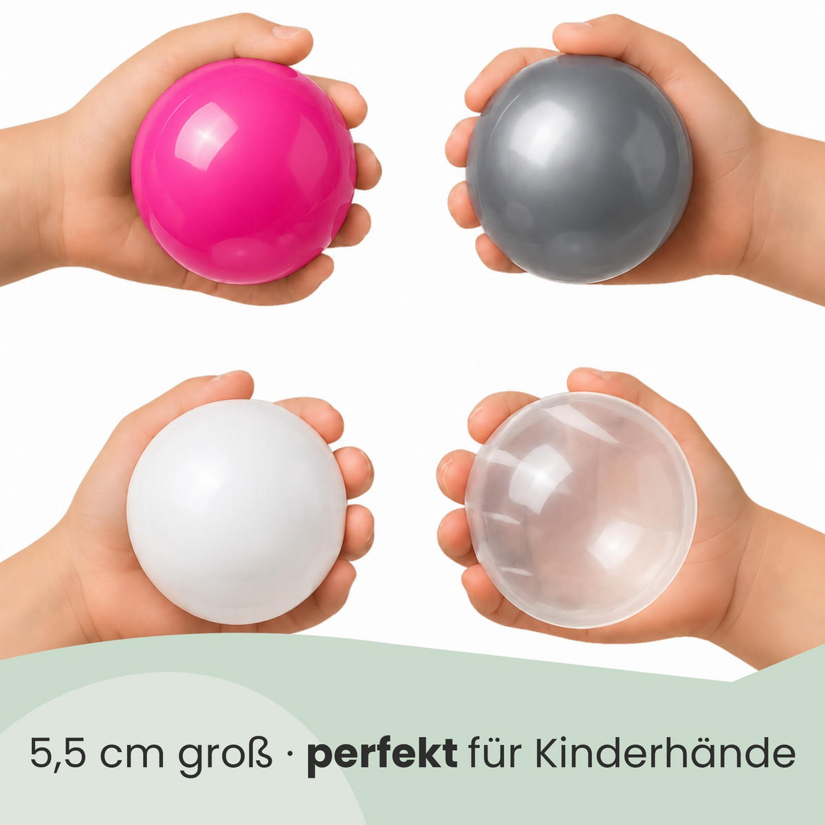 BÄLLEBAD-BÄLLE 200 Stück, Pink/Grau/Weiß/Transparent, 5.5 cm - Pink, Kunststoff (5.5/5.5/5.5cm) - Littletom