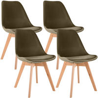 STUHL 4er Set Samt dunkelbraun - Eukalyptusholzfarben/Dunkelbraun, Holz/Textil (49/83/50cm) - CLP