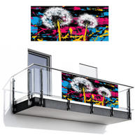 BALKON-SICHTSCHUTZ Straßenkunst - Bunt - Wand - Schwarz, Kunststoff (200/90cm) - MuchoWow