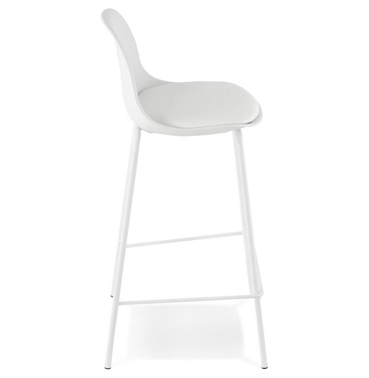 BARHOCKER Kunstleder Metallgestell Sitzhöhe 65cm Rückenlehne RENIXA MINI, Weiß 42x41,5x86,5 cm - Weiß, Kunststoff/Textil (42/87/42cm) - KADIMA DESIGN
